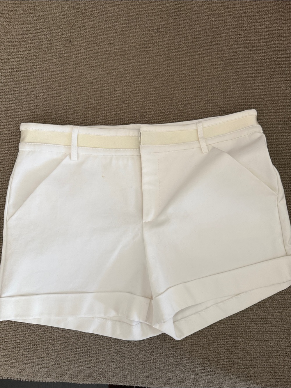 bebe Cream-White High Waist Tailored Shorts
